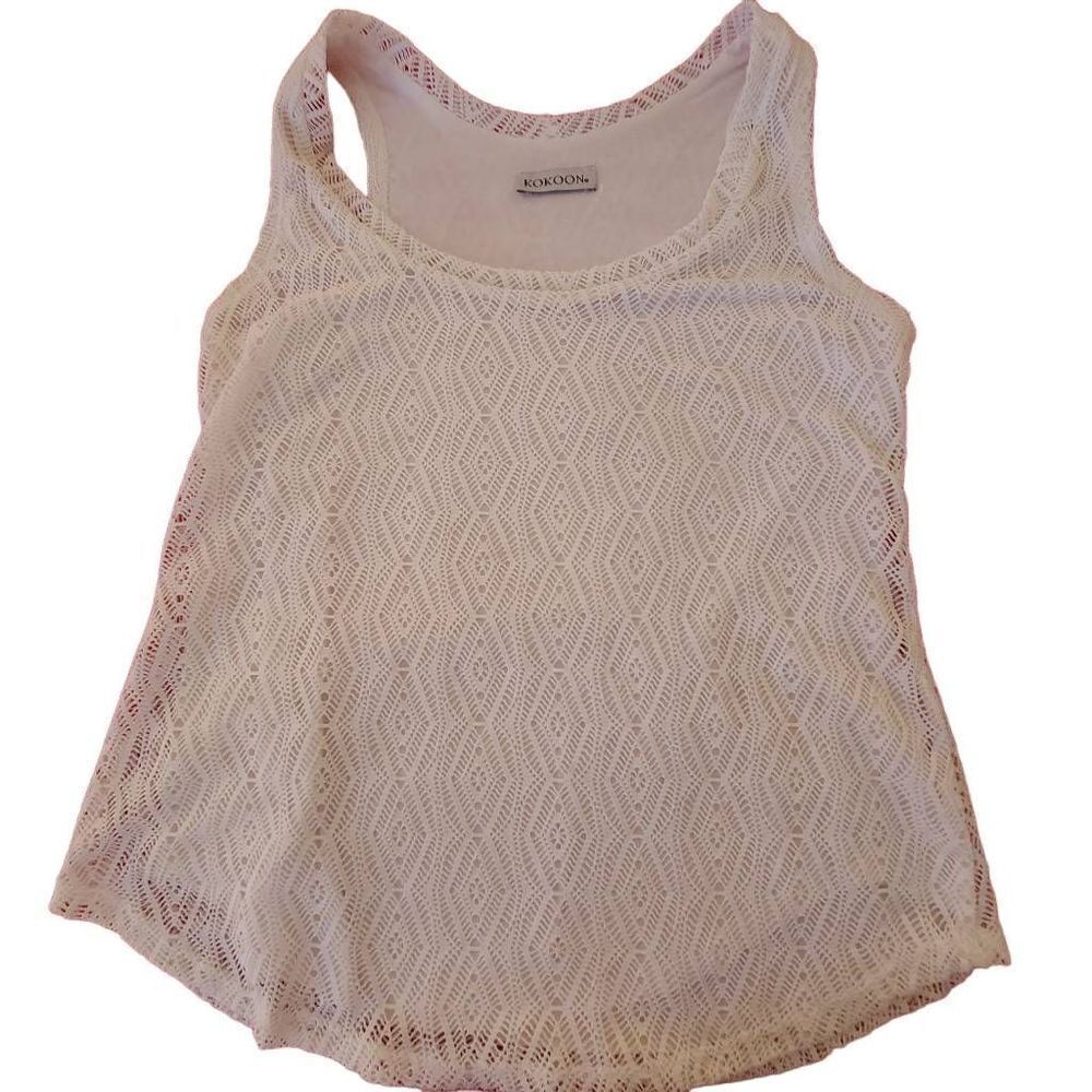 Kokoon Womens White Crochet Sleeveless Tank Top Small